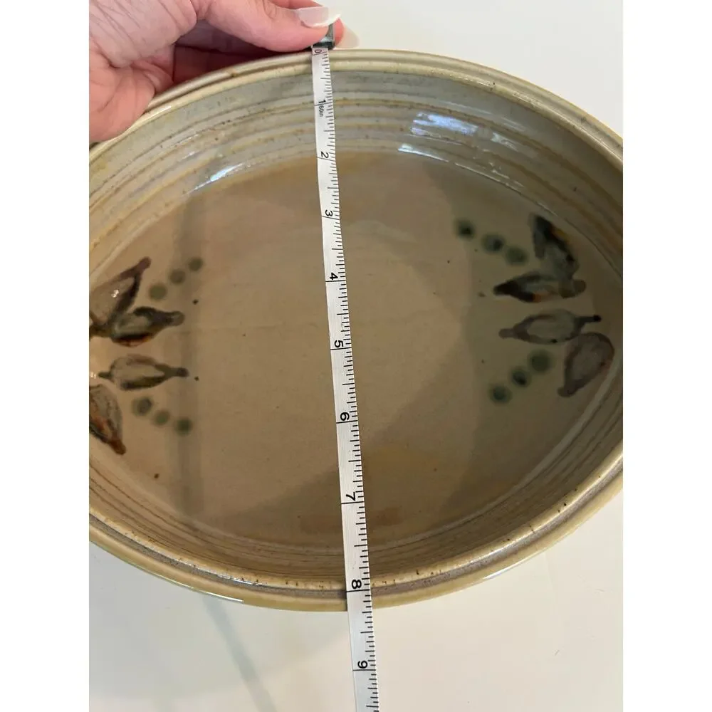 Beautiful Glazed Pottery Two Handle Serving Dish One of a Kind Vintage JL